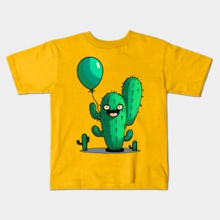 Cactus holding a balloon Kids T-Shirt